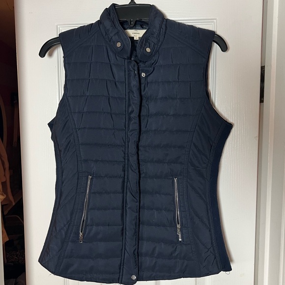 Entro Puffer Quilted Navy Zip Up Vest Sz S Preppy Fall Layering Old Money Padded - Picture 1 of 6